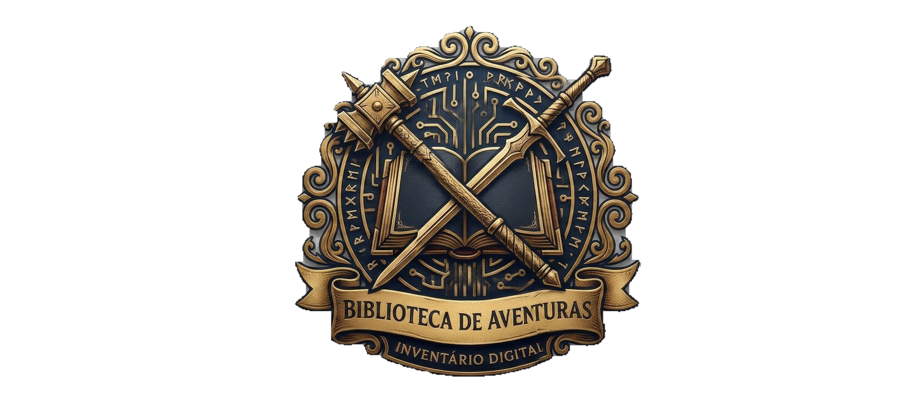 logo viking com espada e machado cruzado